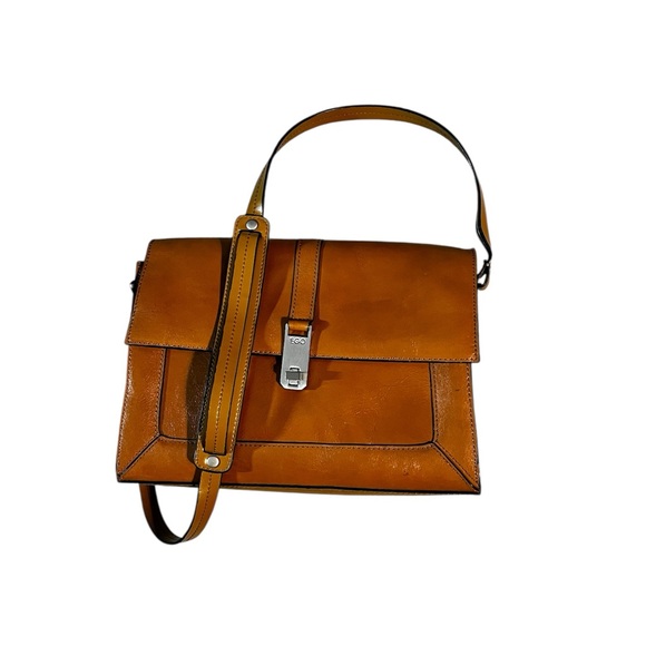 EGO Vintage genuine  Leather Tan Shoulder Bag with Silver Hardware - Picture 2 of 13